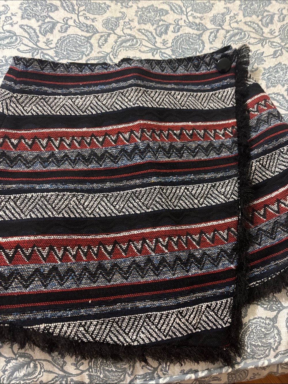 Sam Edelman Black, Red & Blue Striped Mini Skirt